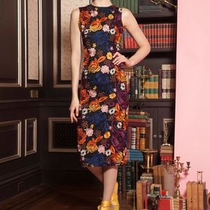 ALICE OLIVIA Embroidered Nat Sheath Midi Dress - 8